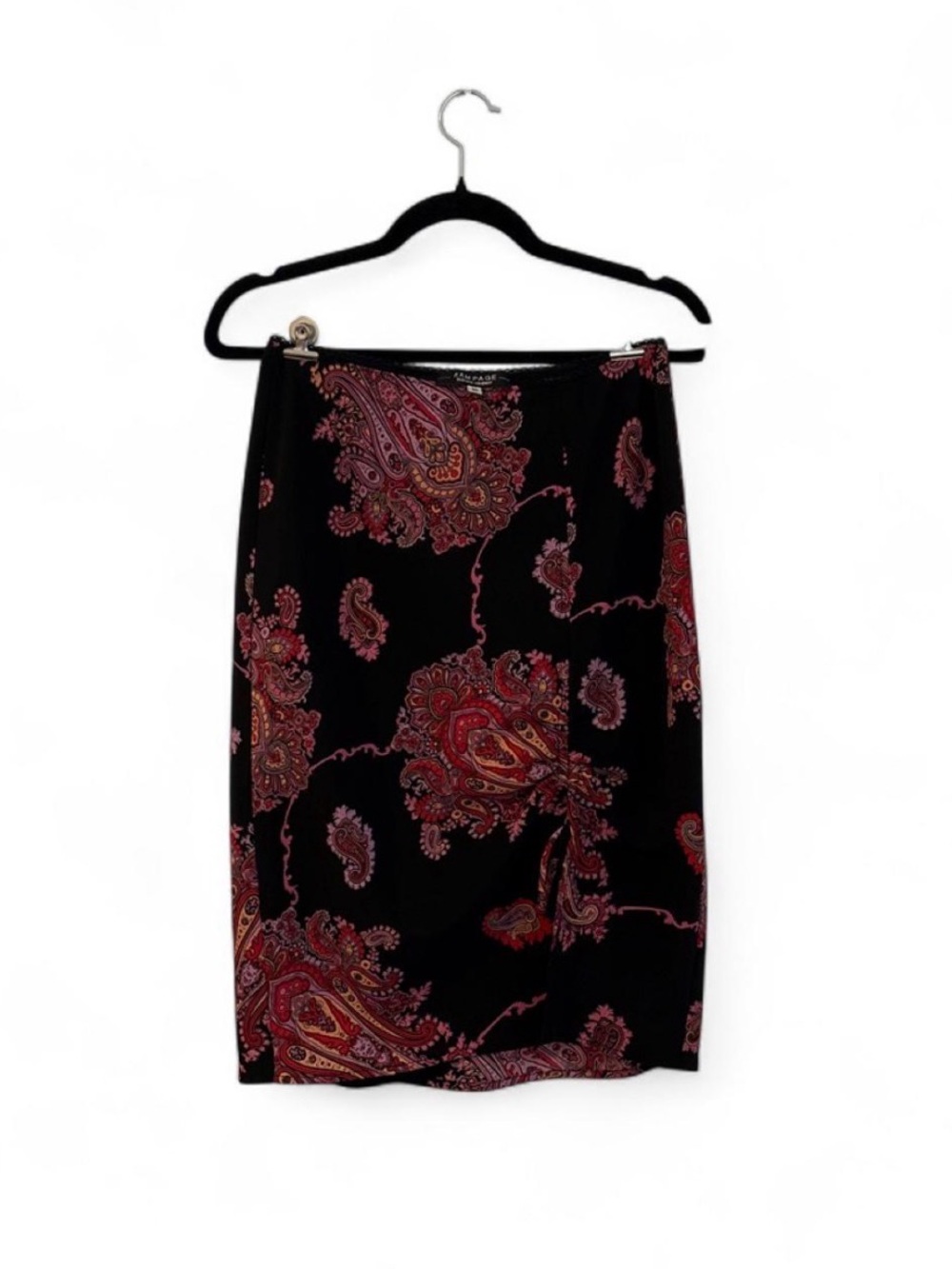 Rampage Black Pencil Skirt with Red Paisley Print
